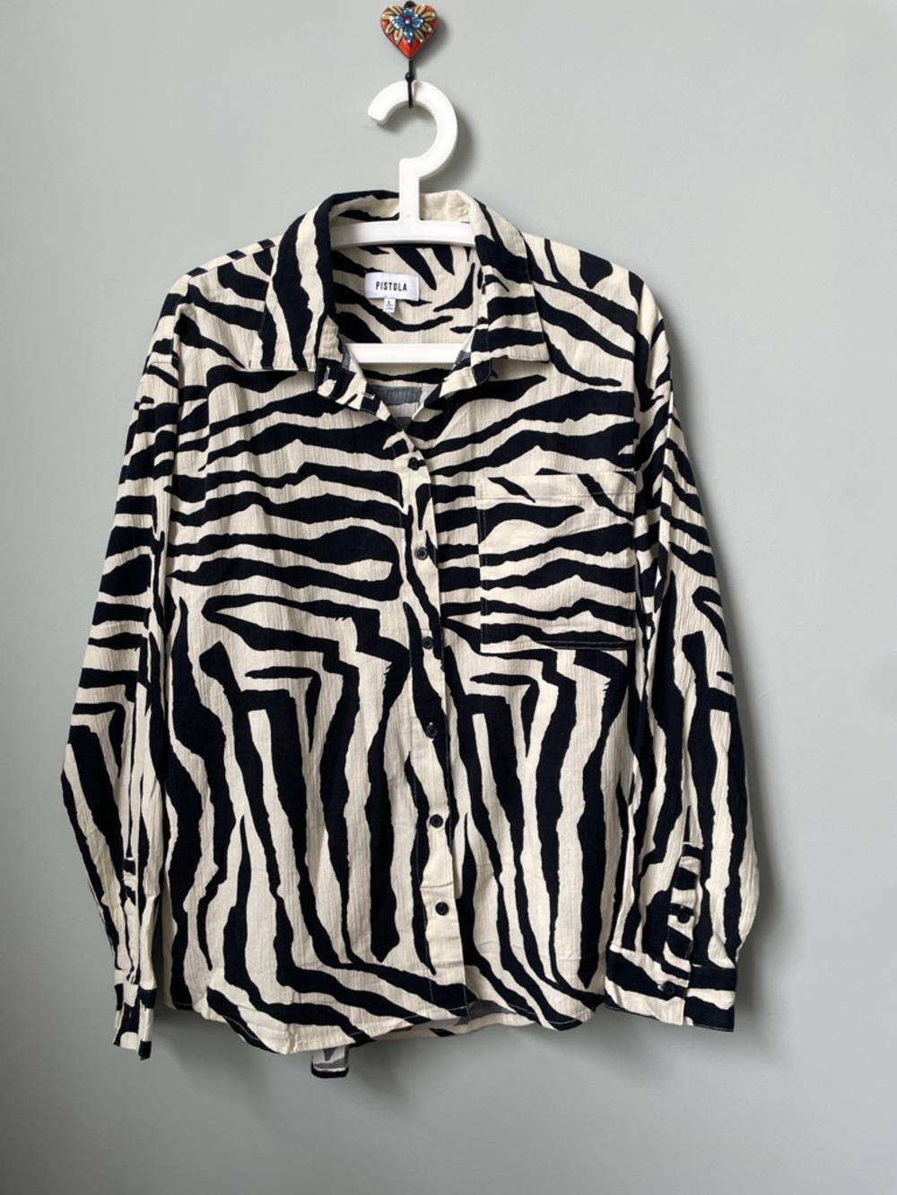 pistola Black & White Zebra Stripe Button-Down Top